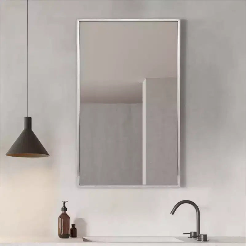 Armadietto dei medicinali a incasso cromato spazzolato da 16" x 26" con specchio