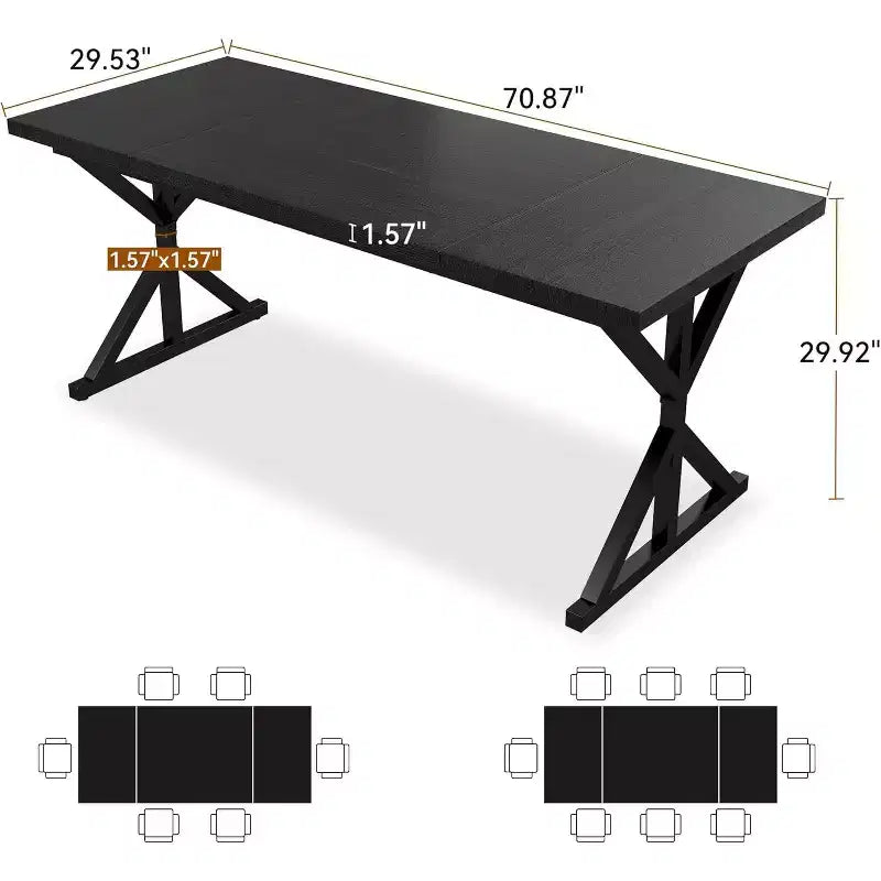 Tavolo da Pranzo Rustico per 6-8 Persone, Tavolo Rettangolare in Legno da 180 cm con Struttura in Metallo