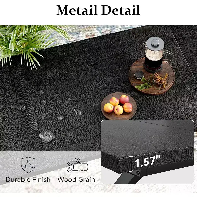 Tavolo da Pranzo Rustico per 6-8 Persone, Tavolo Rettangolare in Legno da 180 cm con Struttura in Metallo