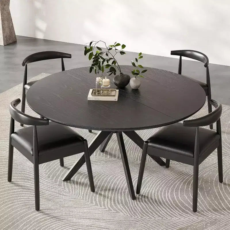 Tavolo da pranzo rotondo da 119 cm per 4–6 persone, nero