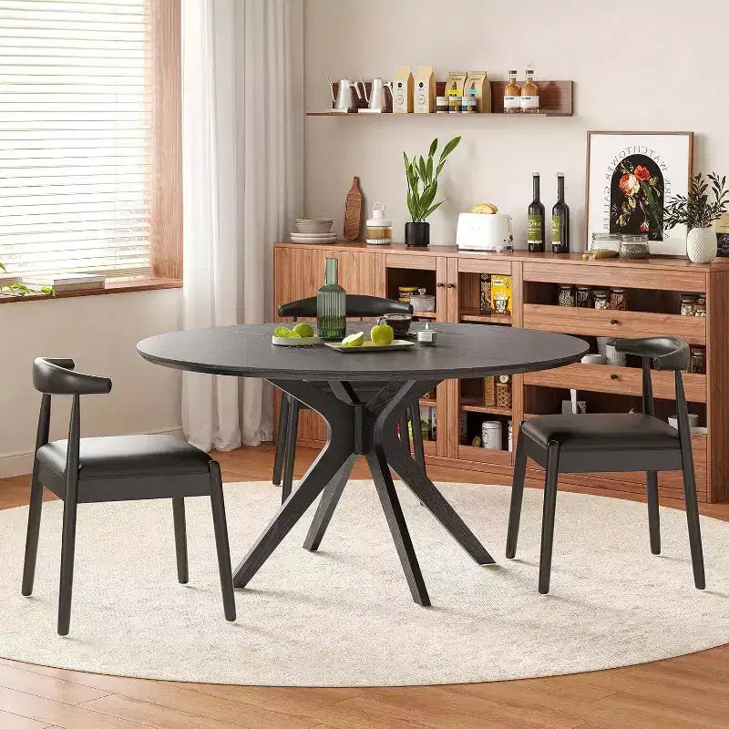 Tavolo da pranzo rotondo da 119 cm per 4–6 persone, nero