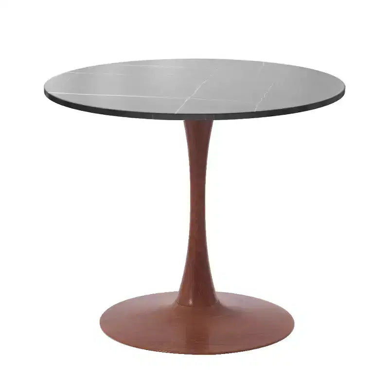 Tavolo da pranzo rotondo da 27" con piano in composito di pietra e base a piedistallo in acciaio