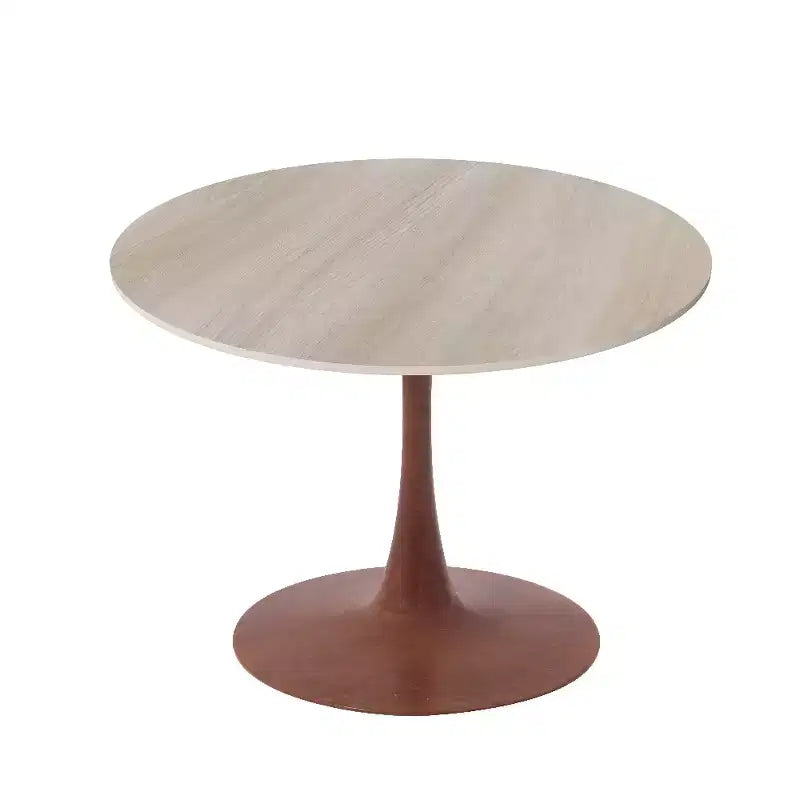Tavolo da pranzo rotondo da 27" con piano in composito di pietra e base a piedistallo in acciaio