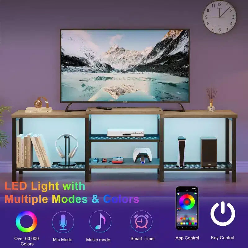 Mobile TV da 67 pollici con luci LED e prese di corrente per TV da 55-75 pollici