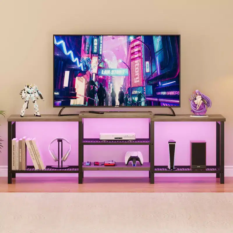 Mobile TV da 67 pollici con luci LED e prese di corrente per TV da 55-75 pollici