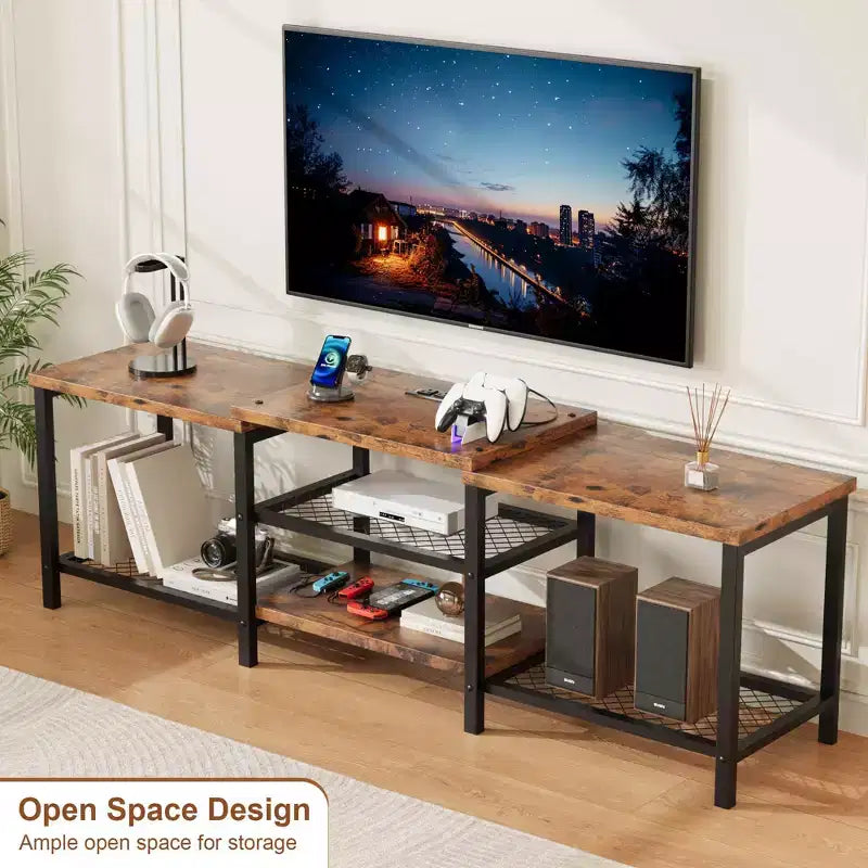 Mobile TV da 67 pollici con luci LED e prese di corrente per TV da 55-75 pollici