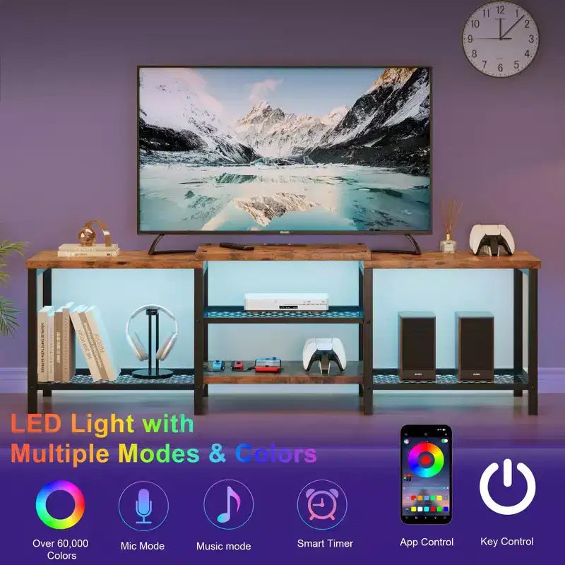Mobile TV da 67 pollici con luci LED e prese di corrente per TV da 55-75 pollici