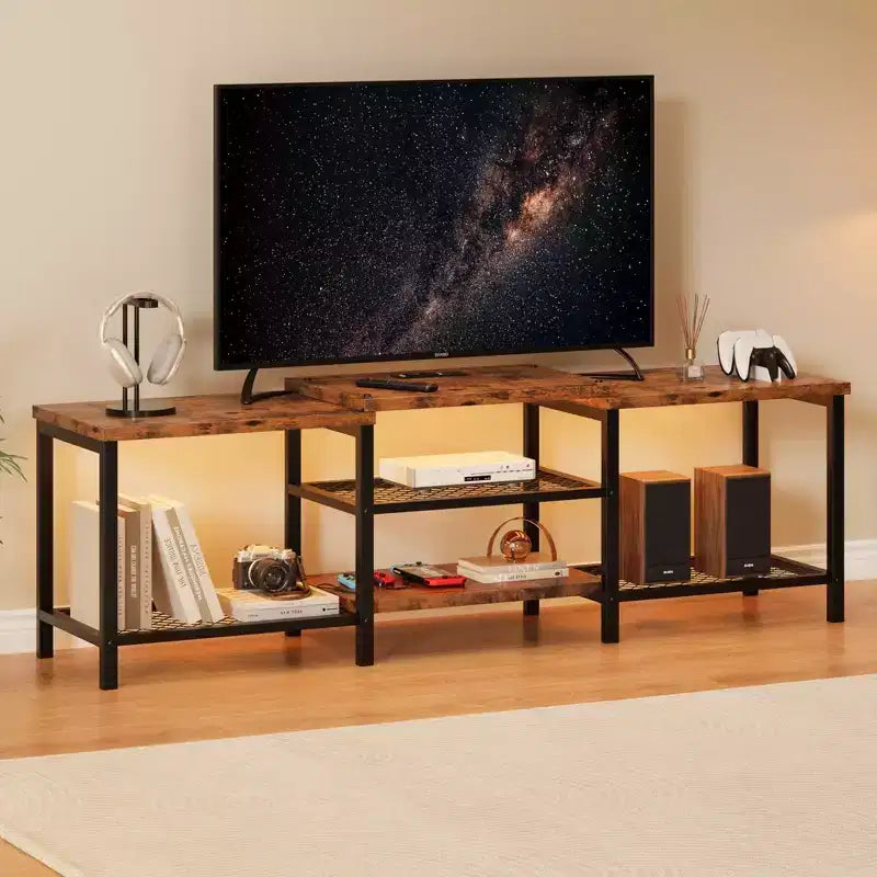 Mobile TV da 67 pollici con luci LED e prese di corrente per TV da 55-75 pollici