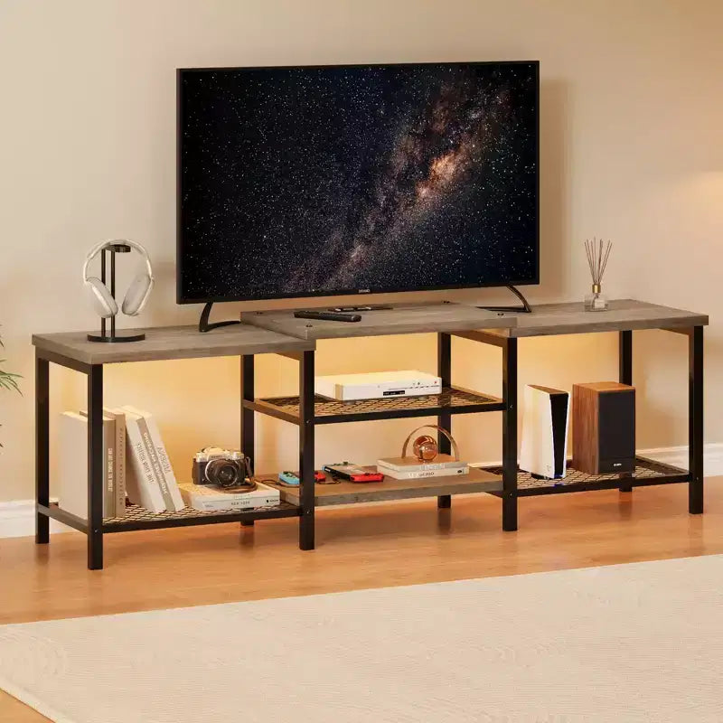 Mobile TV da 67 pollici con luci LED e prese di corrente per TV da 55-75 pollici