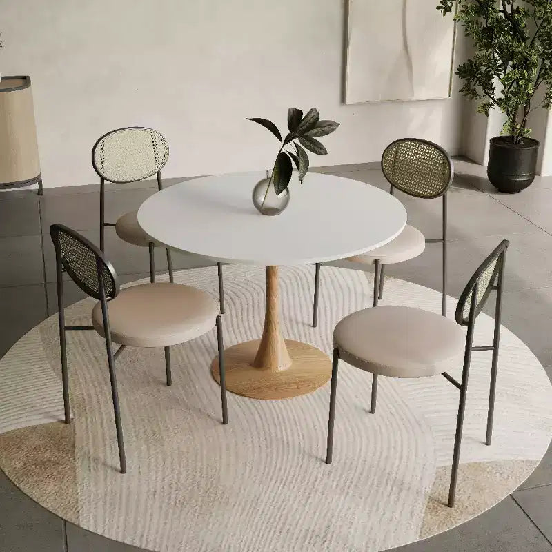 Tavolo da pranzo rotondo da 40" con piano in pietra sinterizzata e base a piedistallo
