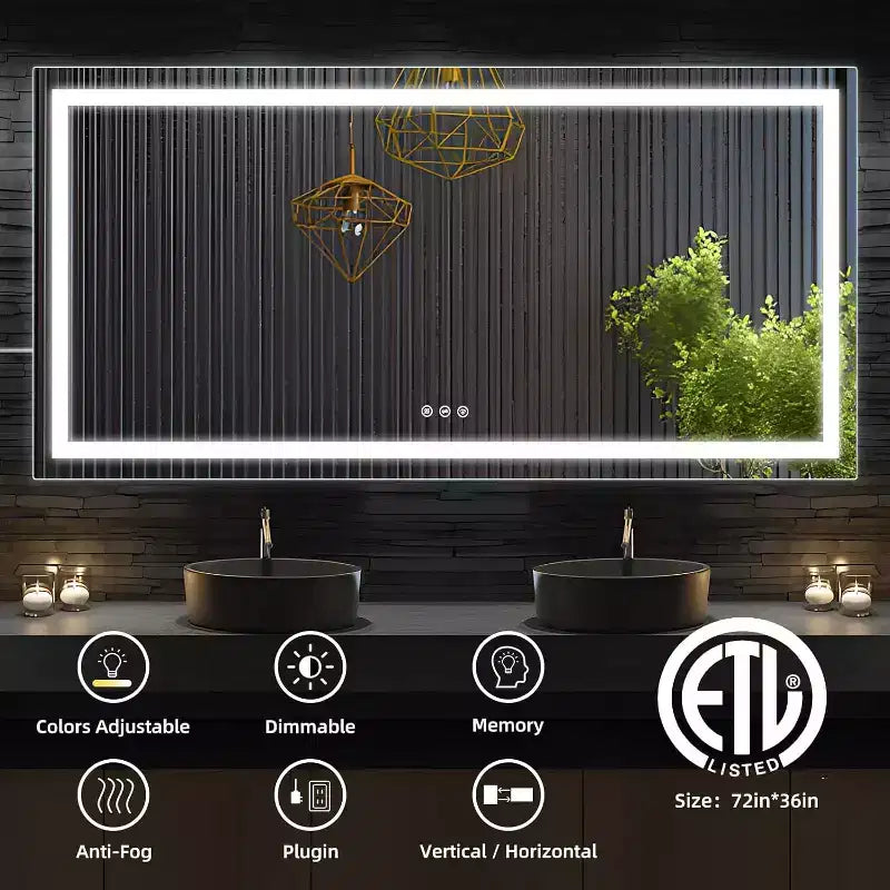 Specchio da bagno a LED con antiappannamento e illuminazione dimmerabile