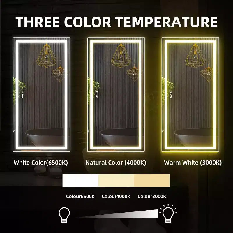 Specchio da bagno a LED con antiappannamento e illuminazione dimmerabile
