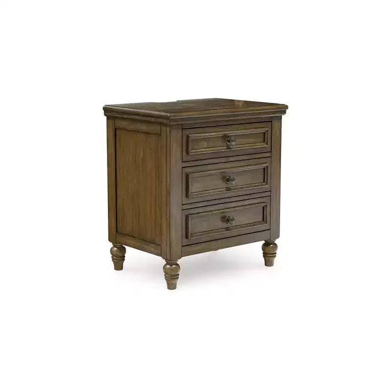 Signature Design by Ashley Sturlayne Traditional 3-Drawer Charging Nightstand with USB Ports, Brown