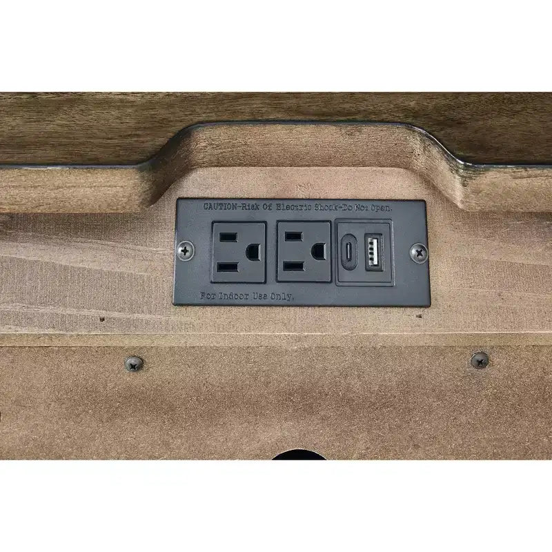 Comodino tradizionale a 3 cassetti con porte USB, marrone