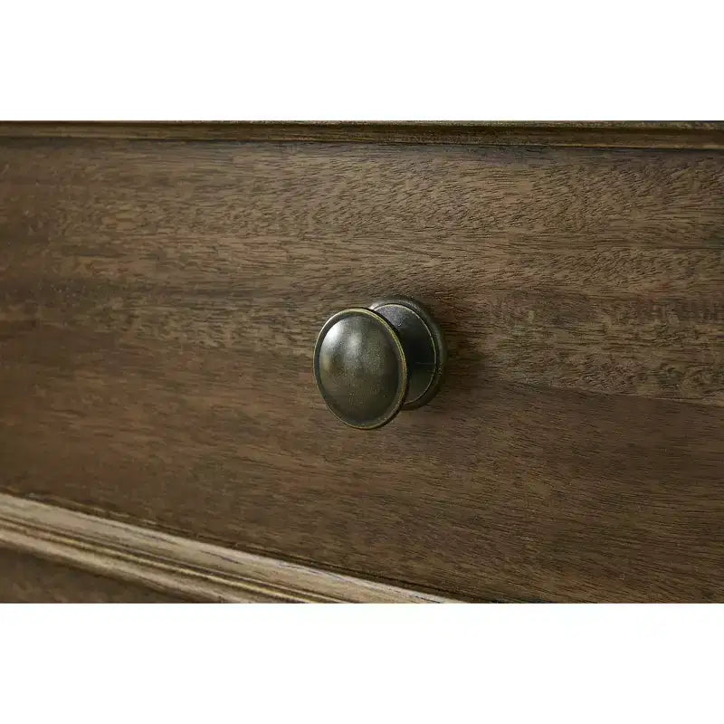 Comodino tradizionale a 3 cassetti con porte USB, marrone
