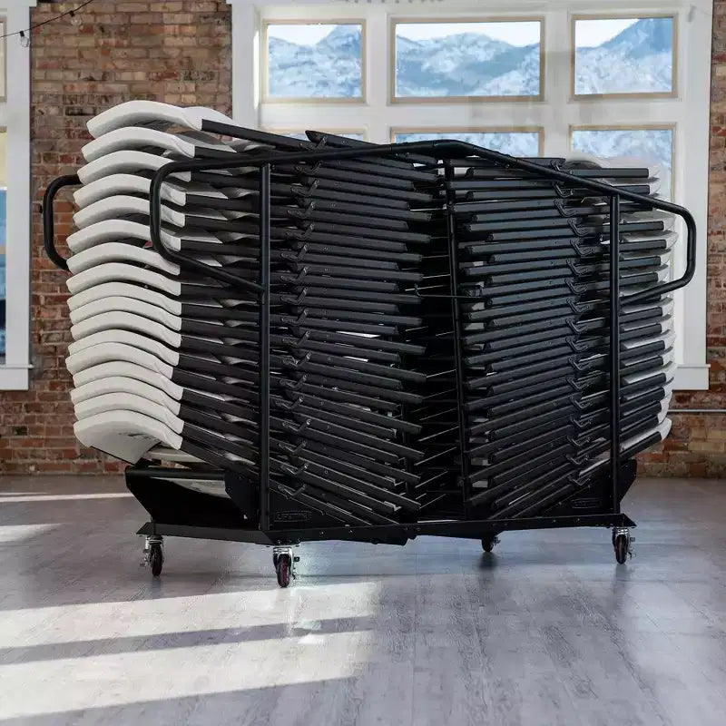 Carrello pieghevole per 34 sedie – Acciaio verniciato a polvere, ruote piroettanti, 55"A x 27.7"L x 51.75"P