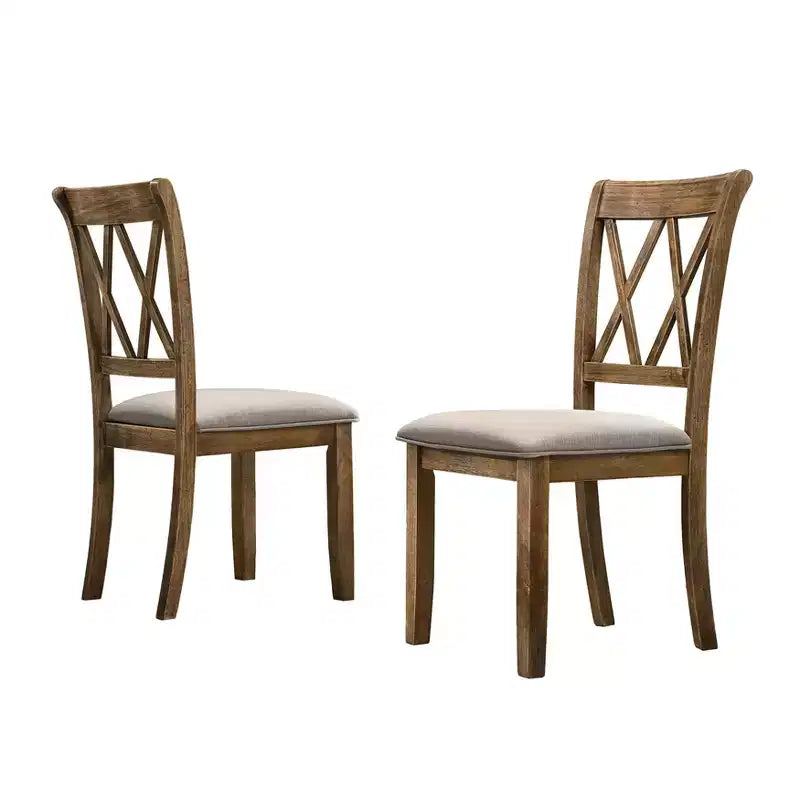 Sedie da pranzo imbottite di metà secolo con schienale unico, set da 2 – Struttura in legno, poliestere