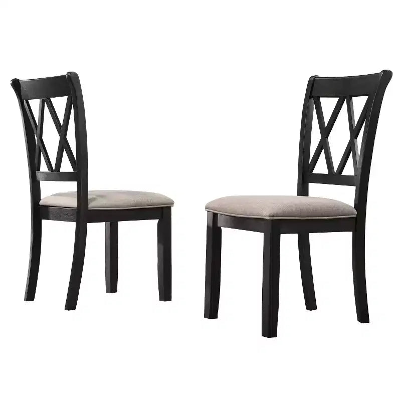 Sedie da pranzo imbottite di metà secolo con schienale unico, set da 2 – Struttura in legno, poliestere