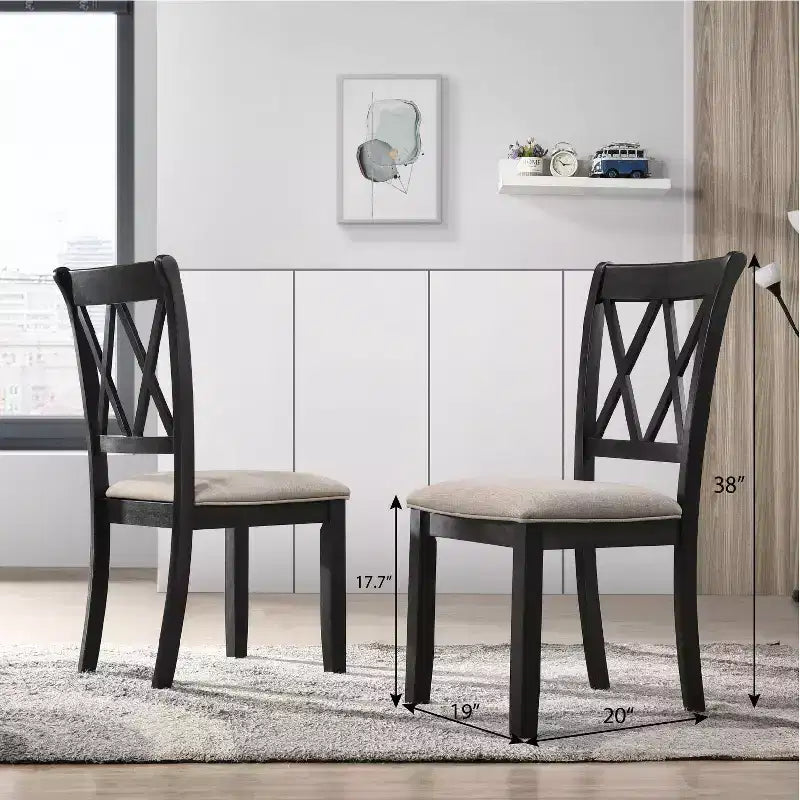 Sedie da pranzo imbottite di metà secolo con schienale unico, set da 2 – Struttura in legno, poliestere