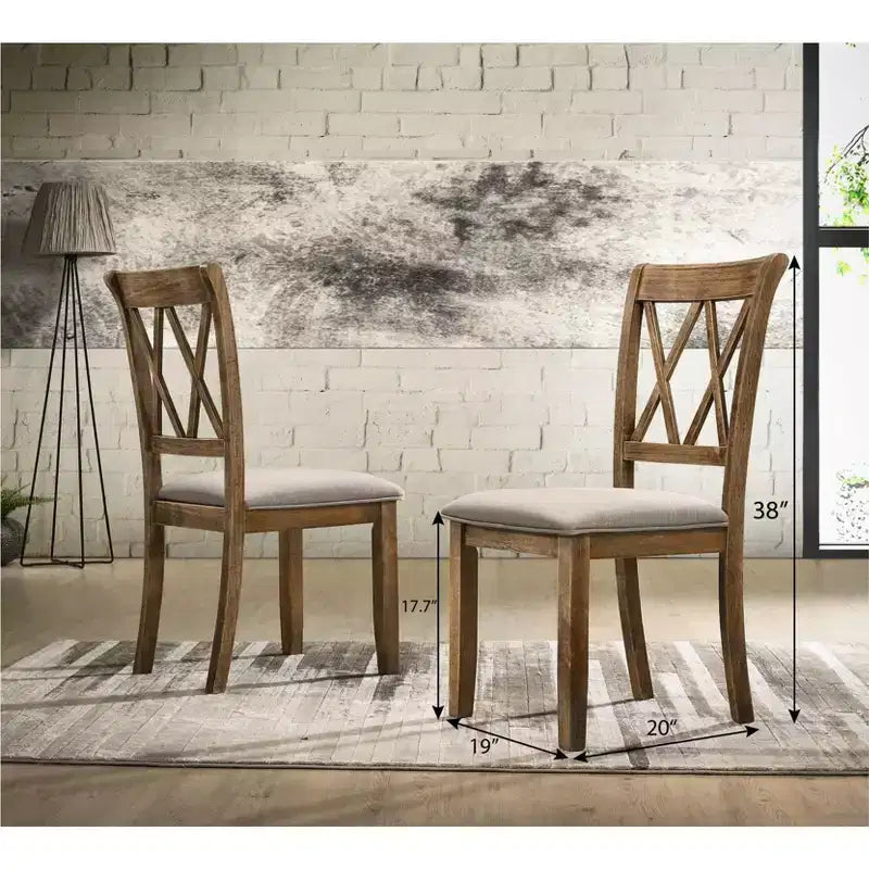 Okak Mid-Century Fabric Upholstered Dining Chairs Set of 2, Solid Wood Kitchen Side Chairs with Unique Back for Dining/Living Room