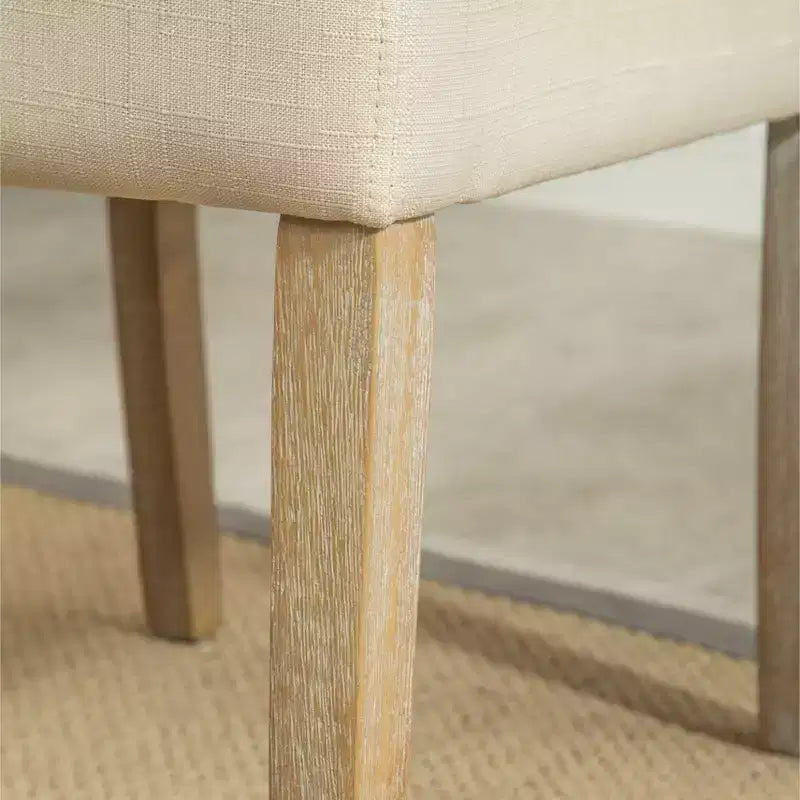 Sedie da Pranzo Imbottite con Schienale Trapuntato, Set da 2 – Struttura in Legno, Poliestere