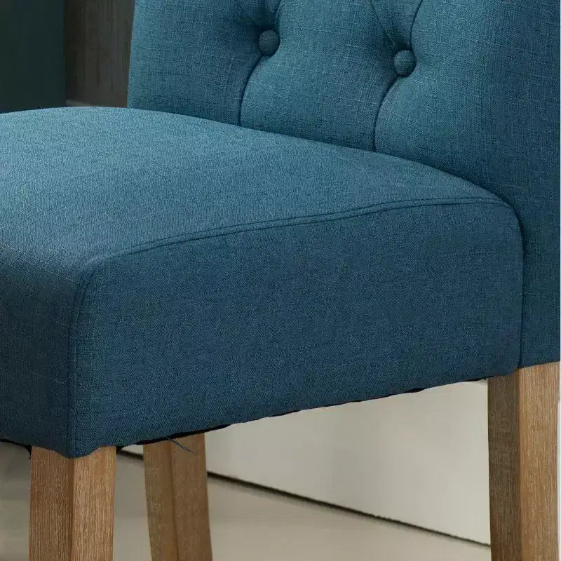 Sedie da Pranzo Imbottite con Schienale Trapuntato, Set da 2 – Struttura in Legno, Poliestere