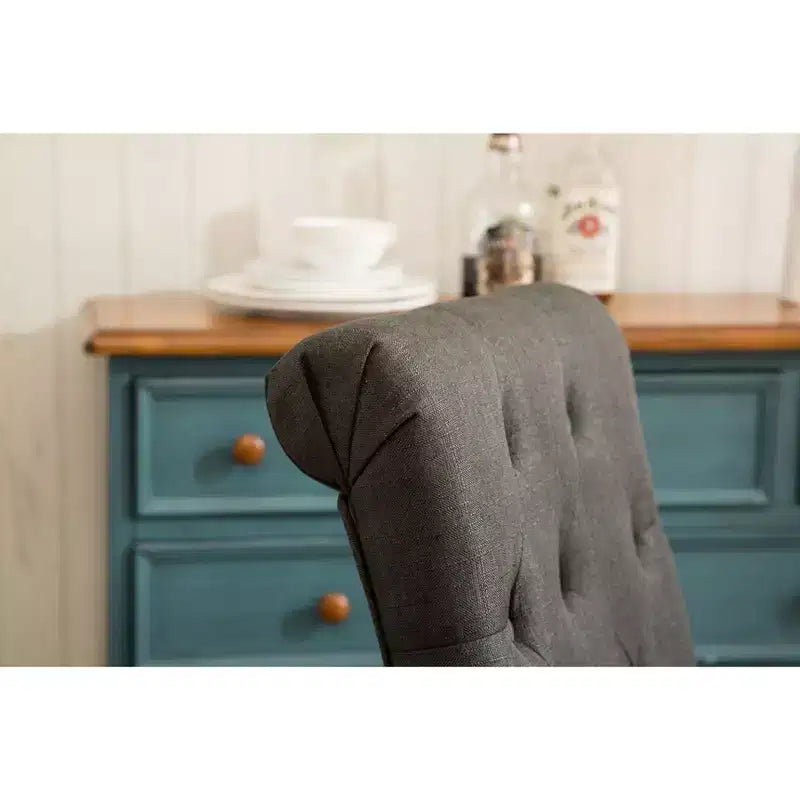 Sedie da Pranzo Imbottite con Schienale Trapuntato, Set da 2 – Struttura in Legno, Poliestere