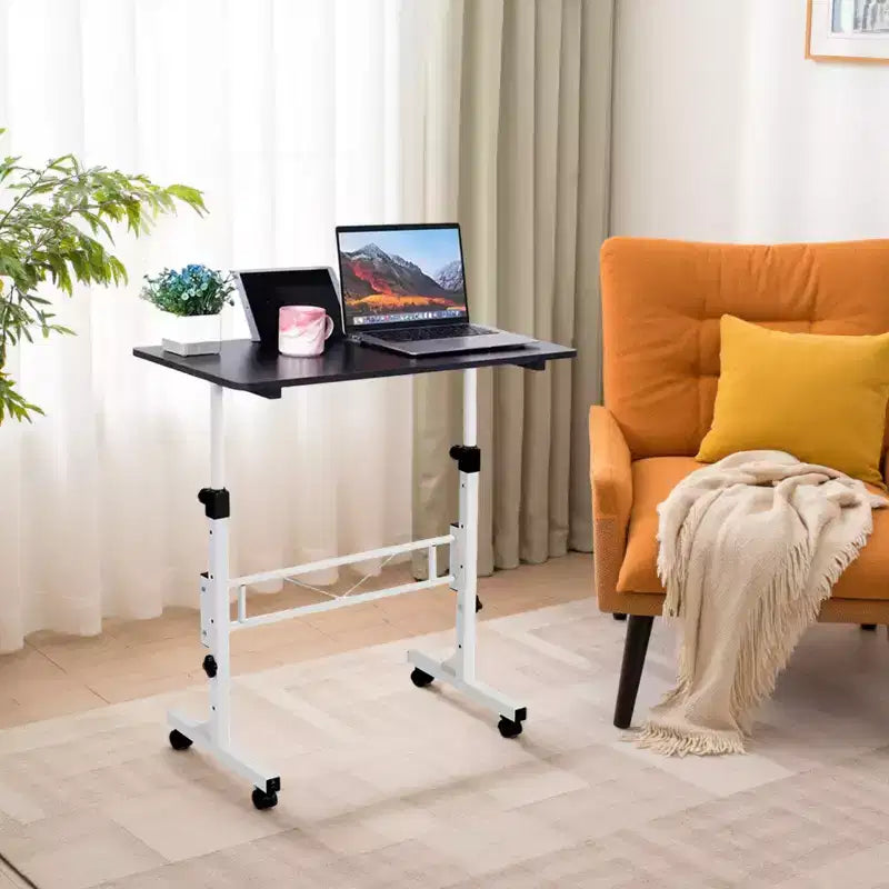 Scrivania mobile con ruote, regolabile in altezza da 70 a 110 cm – Piano in MDF, Struttura in acciaio