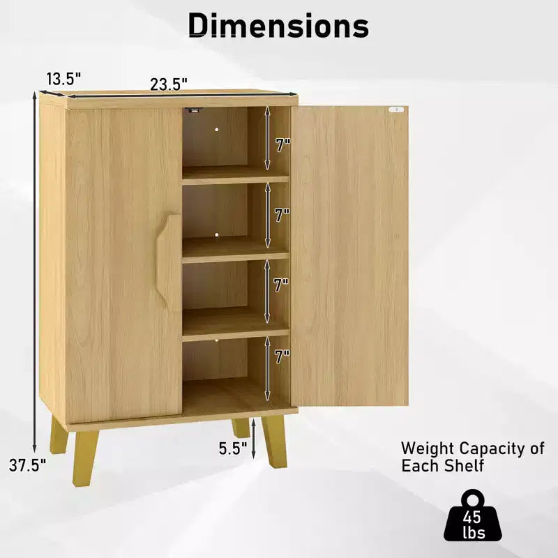 Credenza con Doppie Ante e 3 Ripiani Regolabili