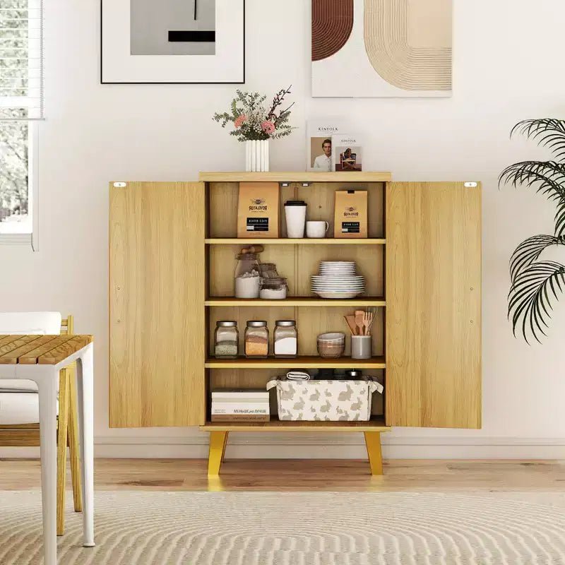 Credenza con Doppie Ante e 3 Ripiani Regolabili