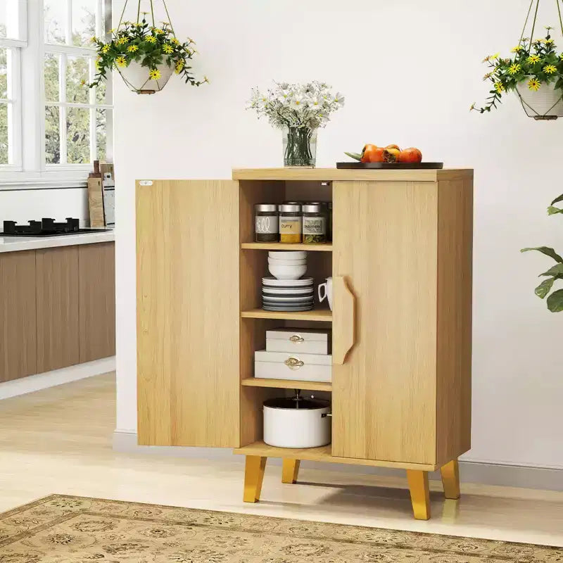 Credenza con Doppie Ante e 3 Ripiani Regolabili