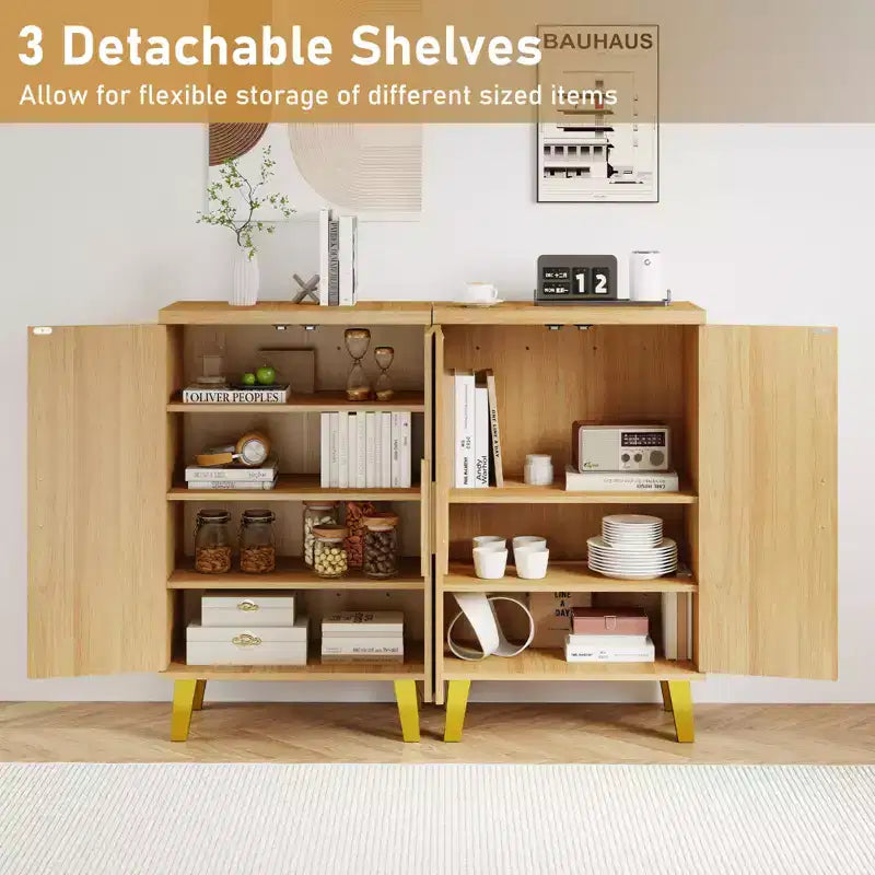 Credenza con Doppie Ante e 3 Ripiani Regolabili