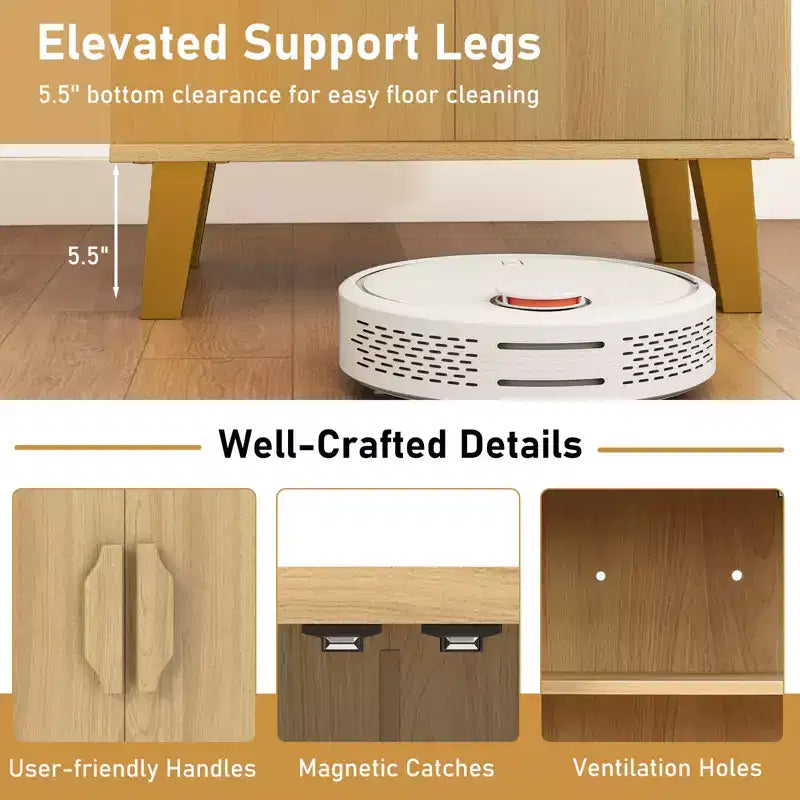 Credenza con Doppie Ante e 3 Ripiani Regolabili