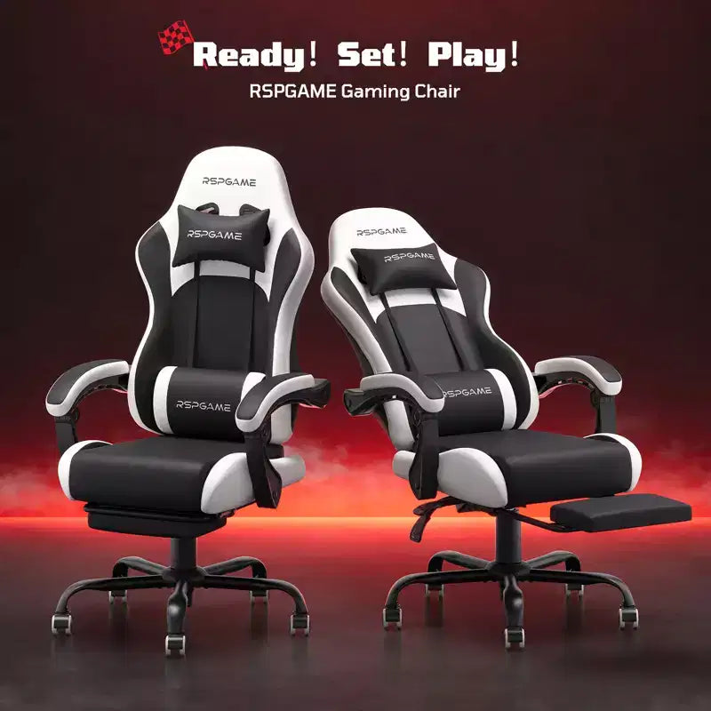 Sedia da gaming ergonomica con supporto lombare a vibrazione e poggiapiedi estraibile
