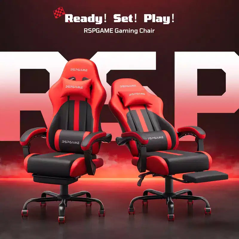 Sedia da gaming ergonomica con supporto lombare a vibrazione e poggiapiedi estraibile
