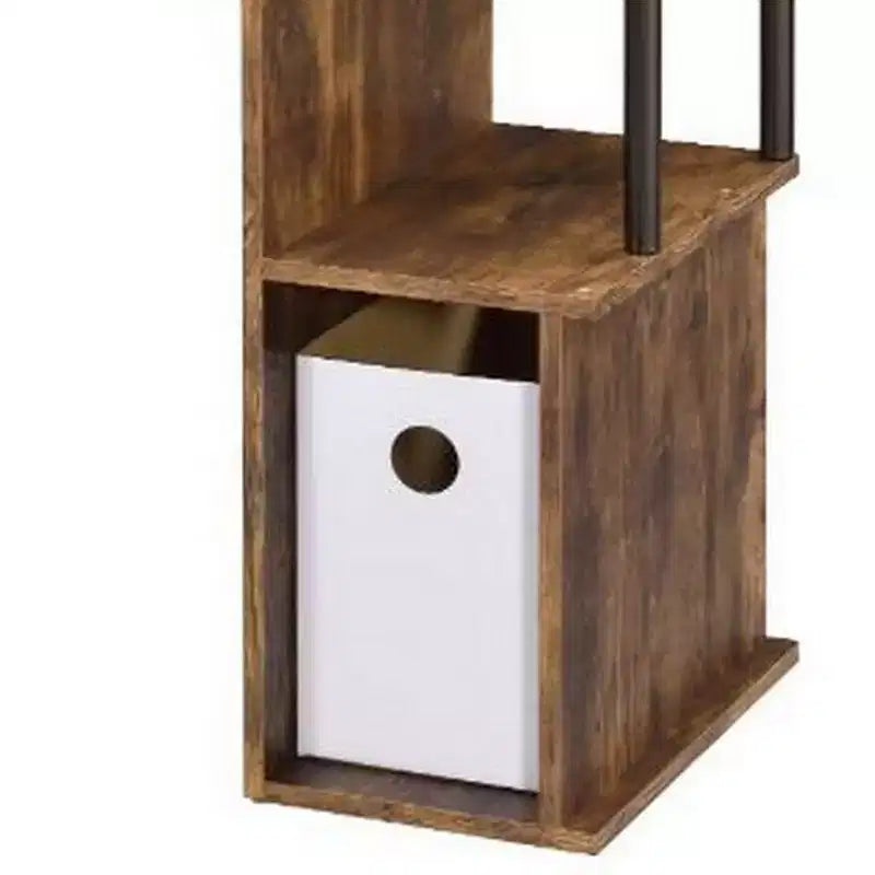 Scrivania per computer con libreria integrata, rovere anticato e nero