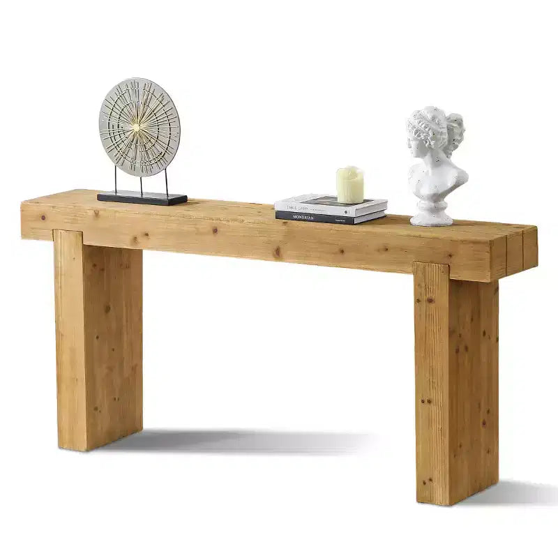 Tavolo consolle stretto da 63 pollici con gambe in legno e piano in MDF