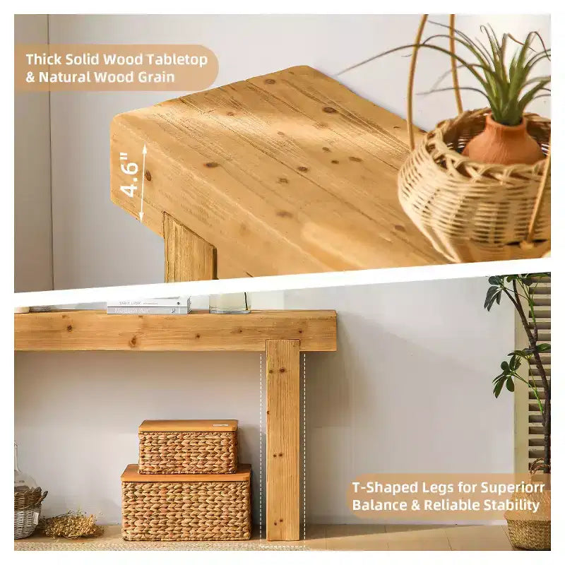Tavolo consolle stretto da 63 pollici con gambe in legno e piano in MDF