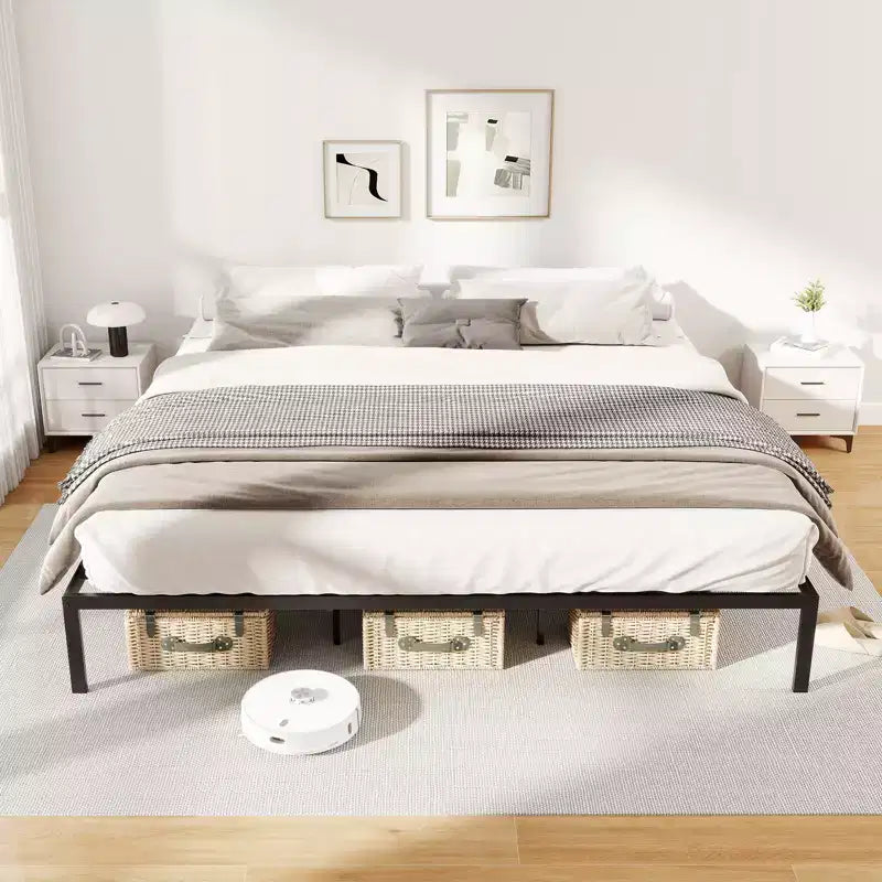 Struttura letto a piattaforma in metallo King Size con robuste doghe di supporto