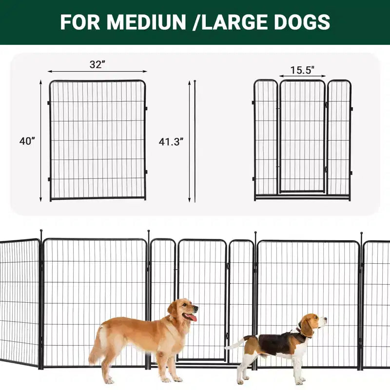 Box recinzione per animali domestici in metallo con porta larga e soglia bassa, Recinto pieghevole per cani da interno ed esterno