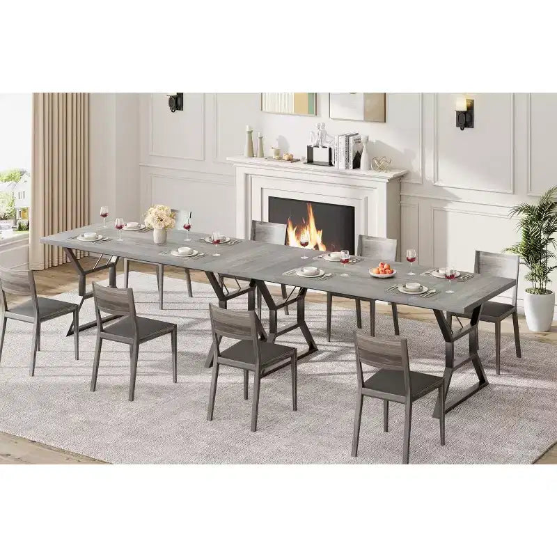 Tavolo da pranzo rettangolare da 180 cm per 6-8 persone, piano in MDF con struttura in metallo, cucina e sala da pranzo