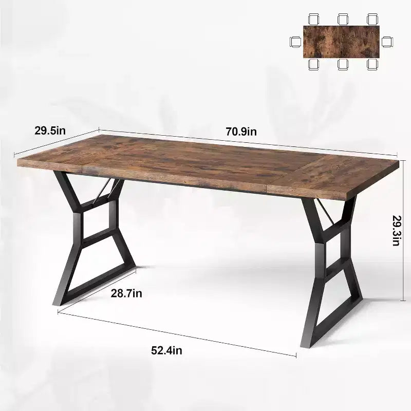 Tavolo da pranzo rettangolare da 180 cm per 6-8 persone, piano in MDF con struttura in metallo, cucina e sala da pranzo