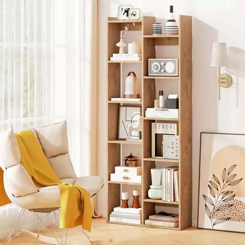 Libreria a 11 Ripiani a Forma di Albero con Kit Antiribaltamento