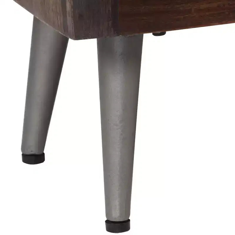 Comodino in legno di recupero con cassetto e anta, 40x30x50 cm