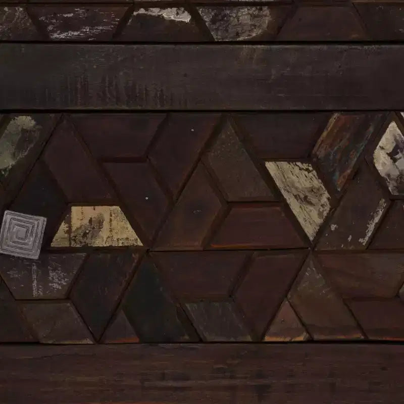 Comodino in legno di recupero con cassetto e anta, 40x30x50 cm