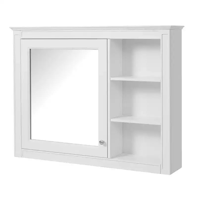 Pensile bagno a specchio con contenitore - Bianco