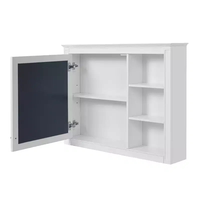 Pensile bagno a specchio con contenitore - Bianco