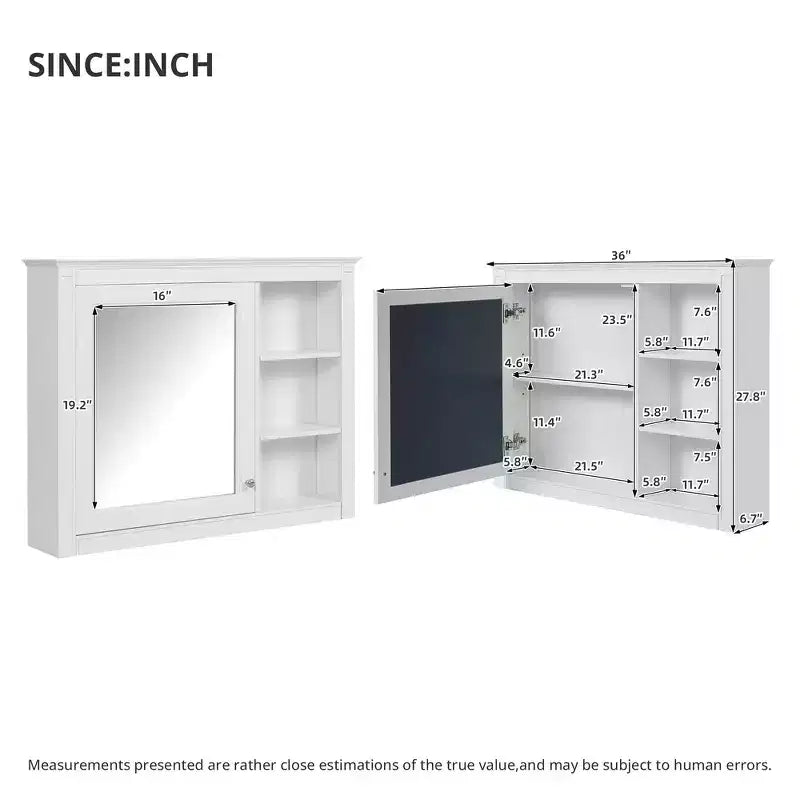 Pensile bagno a specchio con contenitore - Bianco