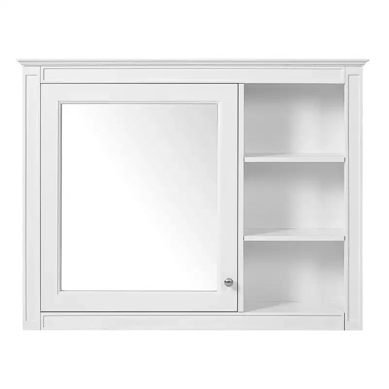 Pensile bagno a specchio con contenitore - Bianco