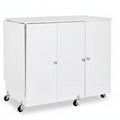VEVOR Folding Sewing Table, Multipurpose Sewing Machine Table with Cabinet, Compact Design, Wheels, Wooden Pegs, Storage Trays and Shelf, White